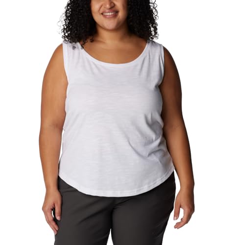 Columbia Women’s Cades Cape Tank Top, Moisture Wicking, Comfort Stretch, White, XX-Large