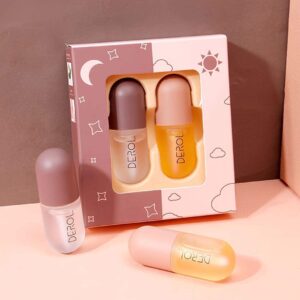 Lip Plumper Set, Day and Night Lip Plumper Gloss/Plumping Lip Balm/Lip Cosmetics Lip Mask for All Day