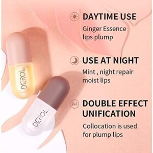 Lip Plumper Set, Day and Night Lip Plumper Gloss/Plumping Lip Balm/Lip Cosmetics Lip Mask for All Day