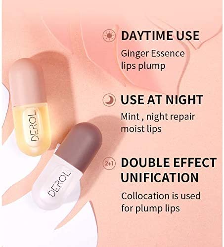 Lip Plumper Set, Day and Night Lip Plumper Gloss/Plumping Lip Balm/Lip Cosmetics Lip Mask for All Day