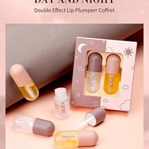 Lip Plumper Set, Day and Night Lip Plumper Gloss/Plumping Lip Balm/Lip Cosmetics Lip Mask for All Day