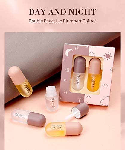 Lip Plumper Set, Day and Night Lip Plumper Gloss/Plumping Lip Balm/Lip Cosmetics Lip Mask for All Day