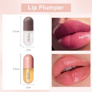 Lip Plumper Set, Day and Night Lip Plumper Gloss/Plumping Lip Balm/Lip Cosmetics Lip Mask for All Day