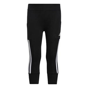 adidas girls stripe jogger 7/8" tights leggings, black, x-large slim us
