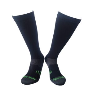 hypershellz waterproof socks for men & women knee high length (black-green, large)