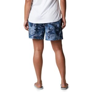 Columbia Women’s PFG Tidal II Shorts, Stain Resistant, Sun Protection, Collegiate Navy Fish Frenzy Print, X-Small