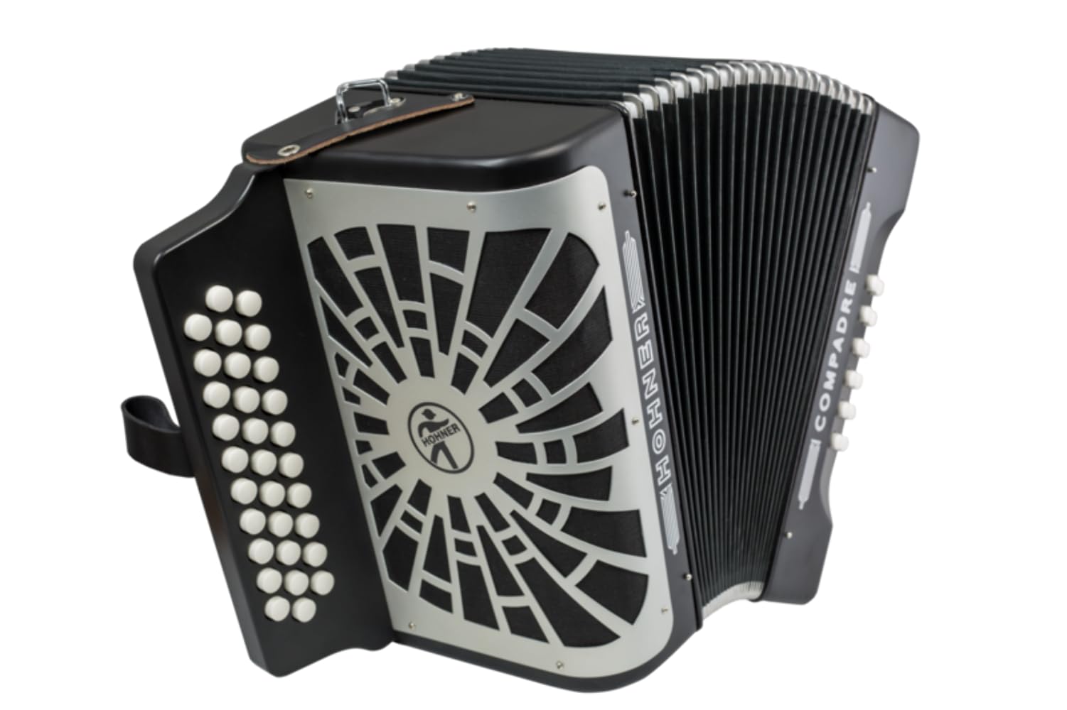 Hohner Compadre FBbEb Musica Tipica Series Accordion (Black) - 12 Basses, 62 Notes, Standard Straps with Gig Bag