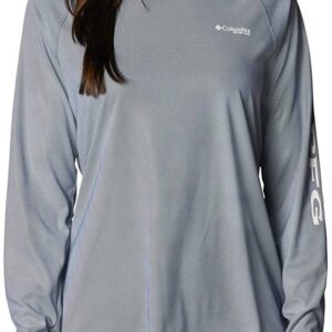 Columbia Women's PFG Tidal Deflector Hoodie, Breathable, UV Sun Protection, Harbor Blue, XX-Large