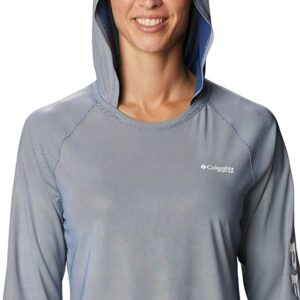 Columbia Women's PFG Tidal Deflector Hoodie, Breathable, UV Sun Protection, Harbor Blue, XX-Large