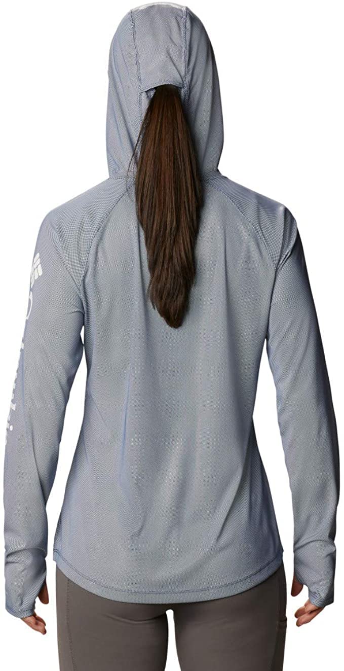 Columbia Women's PFG Tidal Deflector Hoodie, Breathable, UV Sun Protection, Harbor Blue, XX-Large