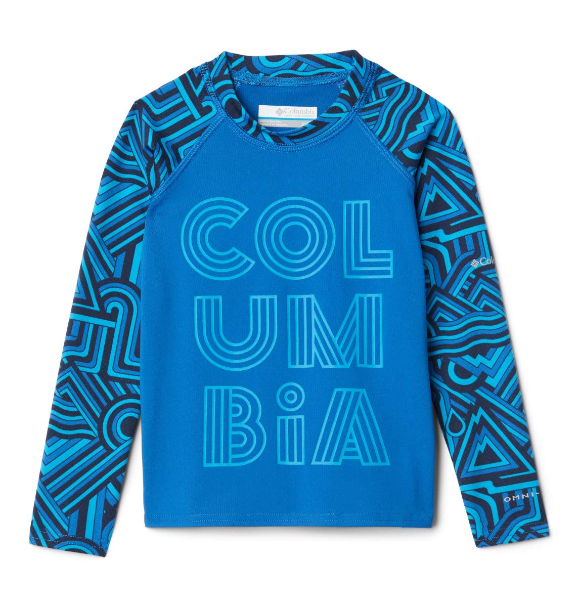 Columbia Toddler Unisex Sandy Shores Printed Long Sleeve Sunguard, Bright Indigo Geo Elements/Bright Indigo, 4T