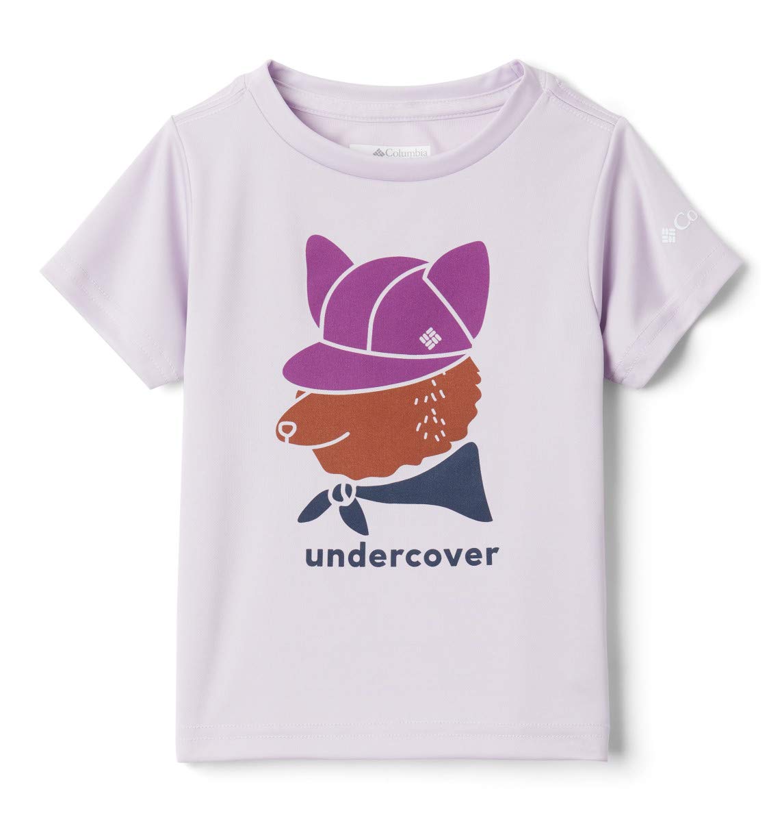 Columbia Youth Girls Petit Pond Graphic Short Sleeve Tee, Pale Lilac Foxy Undercover, Large