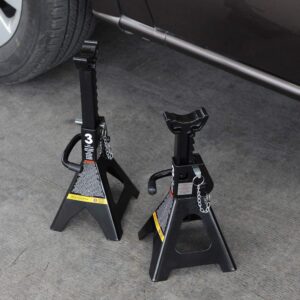 Torin 3 Ton (6,000 LBs) Capacity Double Locking Steel Jack Stands, 2 Pack, Black, AT43002AB