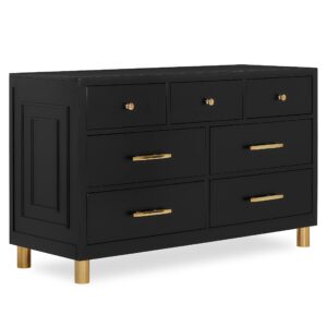 evolur loft art deco double dresser, black, 54.00″ l x 18.00″ w x 33.00″ h