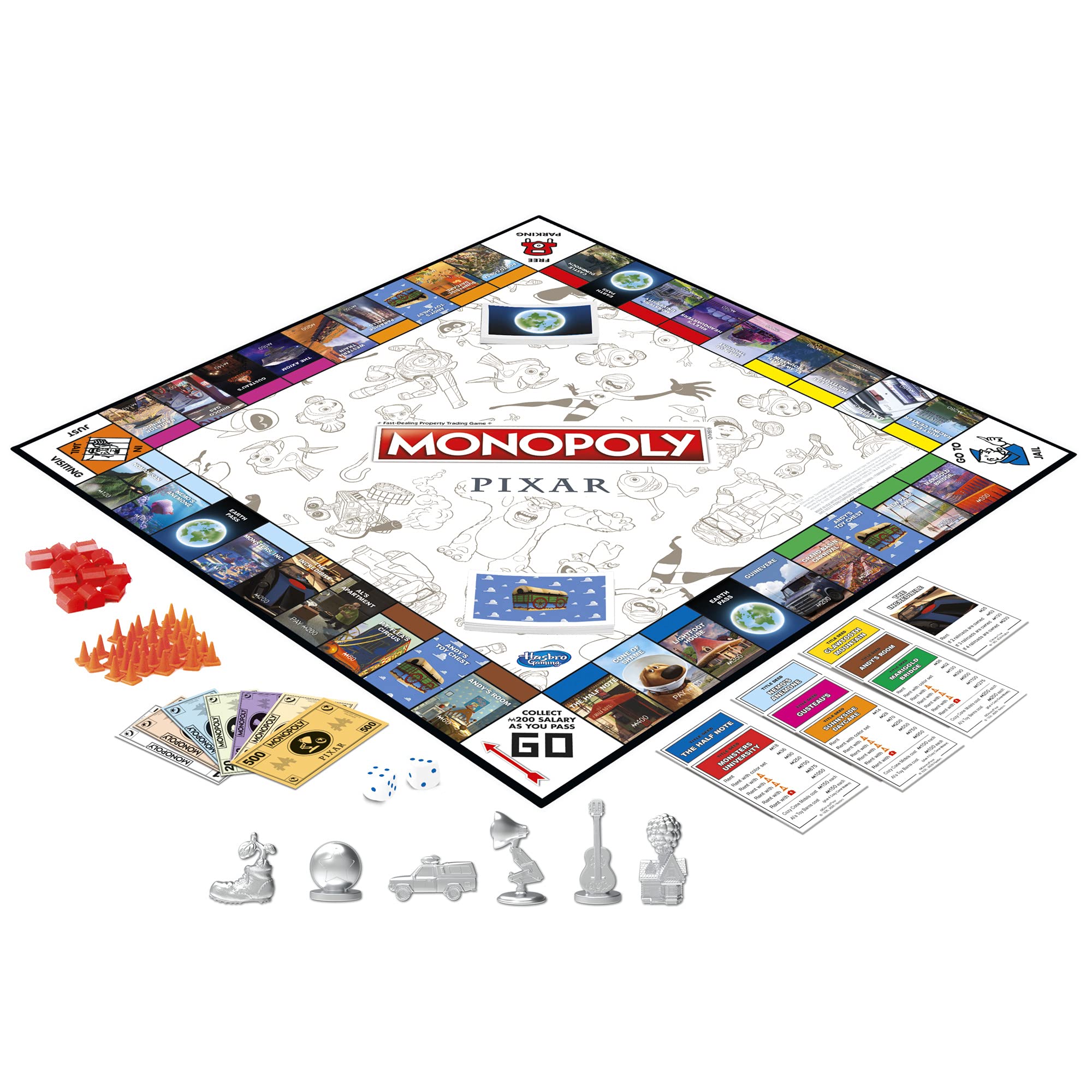 Hasbro Gaming Monopoly: Pixar Edition Board Game for Kids 8 and Up, Buy Locations from Disney and Pixar's Toy Story, The Incredibles, Up, Coco, Lightyear, and More (Amazon Exclusive)