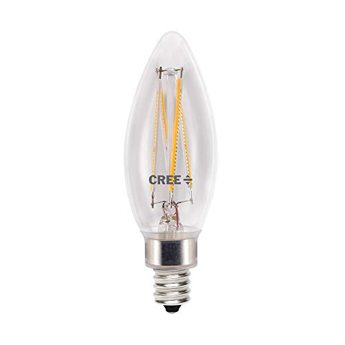 Cree Lighting TB11-07027MDCH25-12DE12-1-12 B11 Clear Glass Filament Candelabra 75W Equivalent, 700 lumens, Dimmable LED Bulb, 2 Count (Pack of 1), Soft White