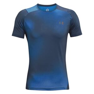 under armour rush heatgear 2.0 print short sleeve t-shirt, blue circuit (436)/black, xx-large