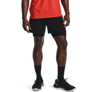 under armour iso-chill run 2n1 shorts, black (001)/reflective, xx-large