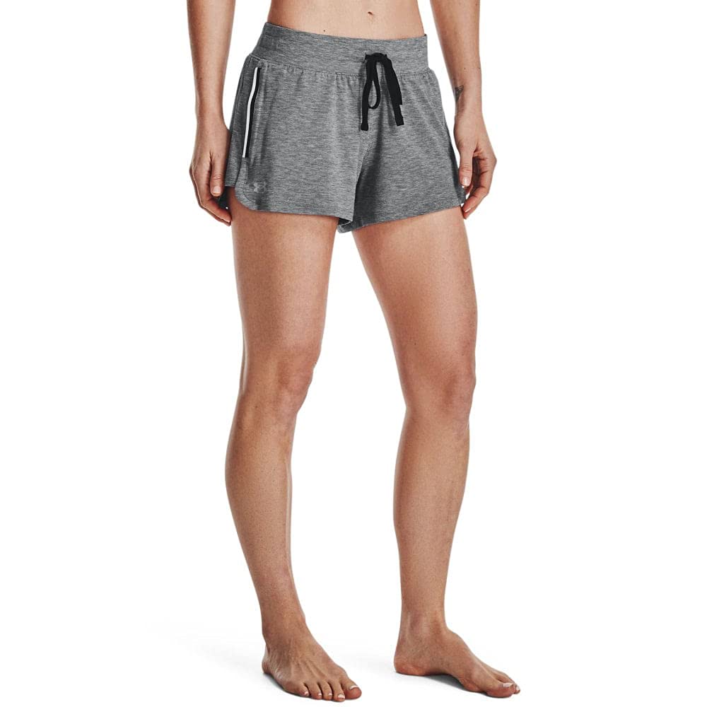 Under Armour Recover Sleep Shorts, Black Fade Heather (001)/Metallic Silver, Medium