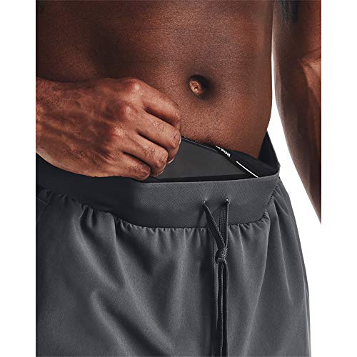 Under Armour Qualifier Speedpocket 9-inch Linerless Shorts, Pitch Gray (012)/Black, Large