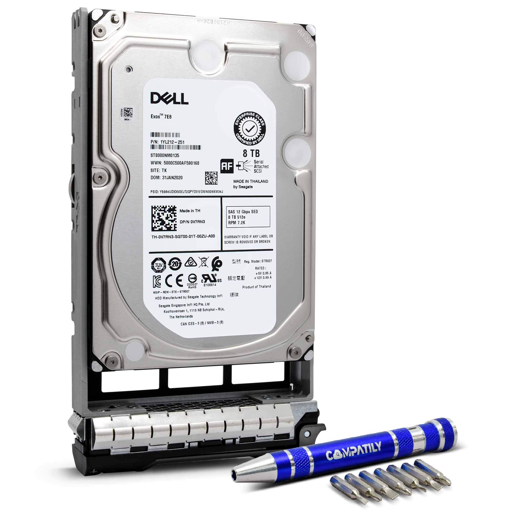 Dell 400-AMRW 8TB SED NL-SAS 12Gb/s 7.2K RPM 3.5-Inch Enterprise Server Hard Drive Bundle with Compatily Screwdriver Compatible with PowerEdge PowerVault PDFHC 0PDFHC 8VNR5 08VNR5