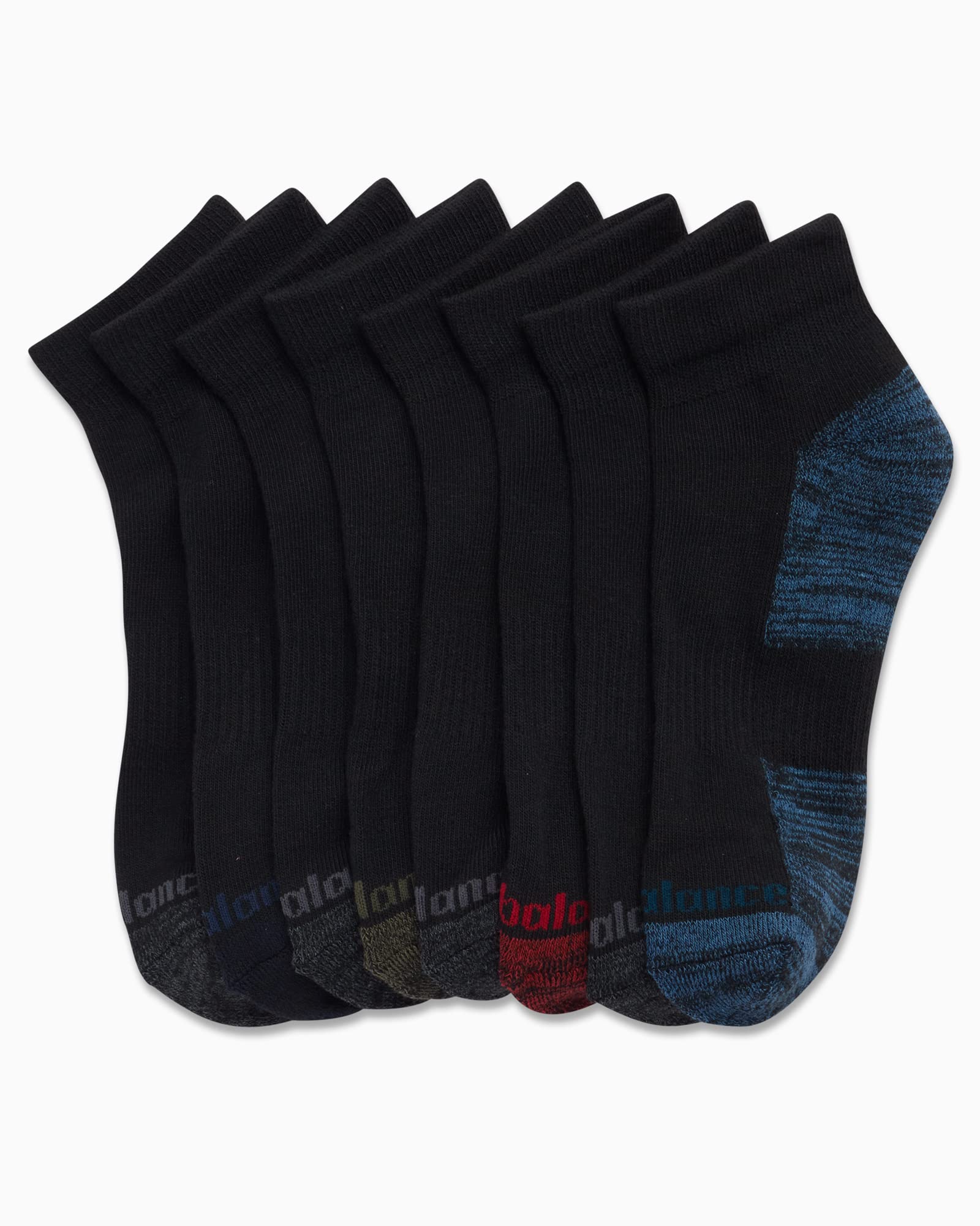 New Balance Boys' Socks - Performance Cushioned Quarter Socks (8 Pack), Size Large, Black