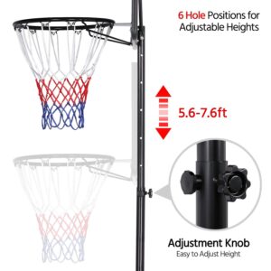 Yaheetech Portable Basketball Hoop Backboard System Removeable Adjustable Basketball Hoop & Goals Outdoor/Indoor 7.2-9.2ft Adjustable Height Basketball Set for Youth