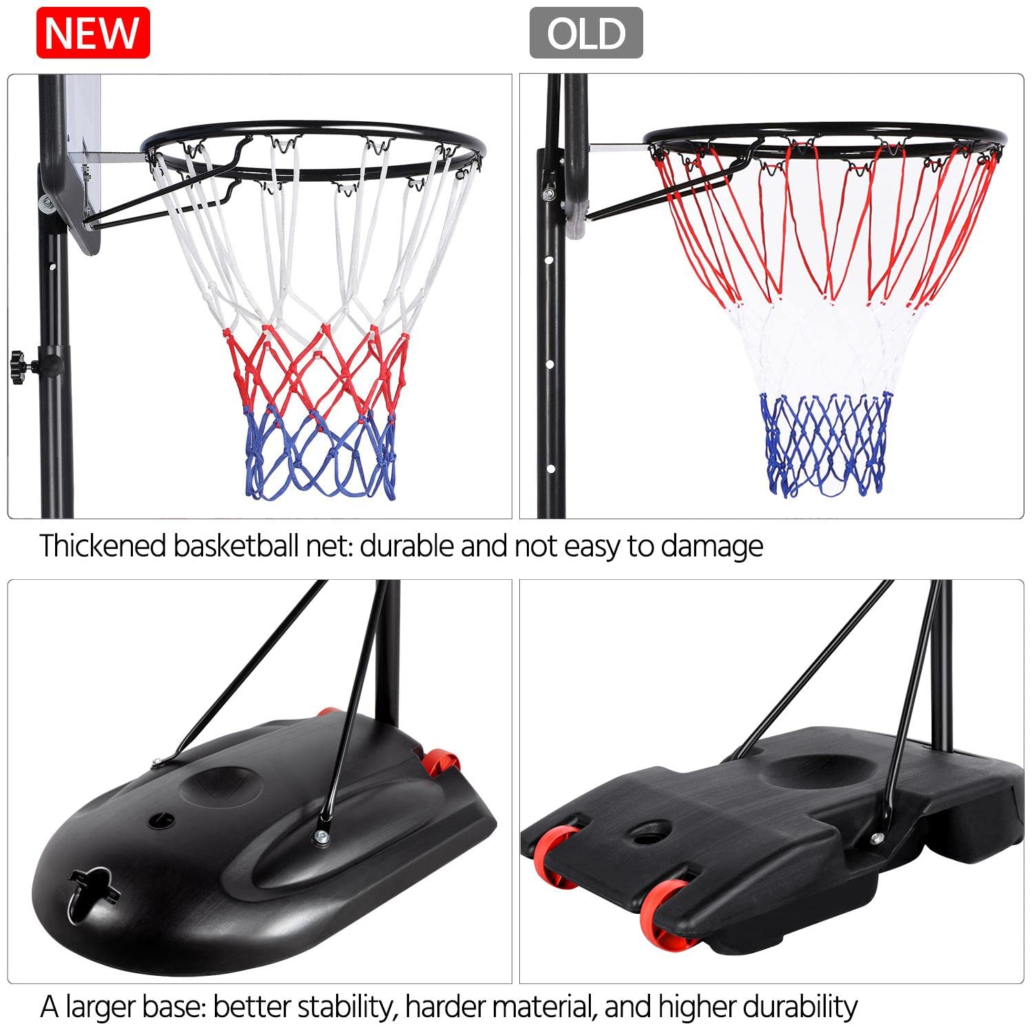 Yaheetech Portable Basketball Hoop Backboard System Removeable Adjustable Basketball Hoop & Goals Outdoor/Indoor 7.2-9.2ft Adjustable Height Basketball Set for Youth