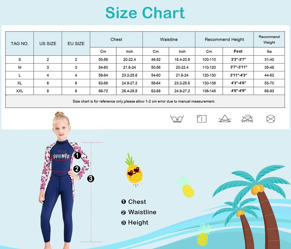 Full Body Kids Swimsuit One Piece Rash Guard Long Sleeve Wetsuit Skin for Girls Boys