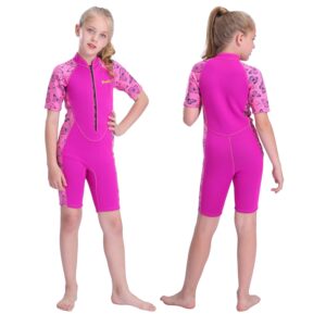 goldfin kids wetsuits for boys girls, 2mm toddler shorty wetsuit youth neoprene suit front zip keep warm for water aerobics diving surfing swimming