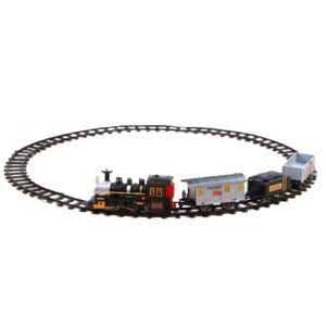 ihaha electric train set for kids, battery-powered train toys include locomotive engine, 3 cars and 10 tracks, classic toy train set halloween birthday for 3 4 5 6 years old boys girls