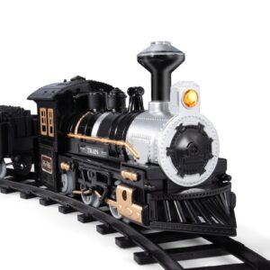 iHaHa Electric Train Set for Kids, Battery-Powered Train Toys Include Locomotive Engine, 3 Cars and 10 Tracks, Classic Toy Train Set Halloween Birthday for 3 4 5 6 Years Old Boys Girls