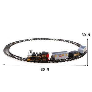 iHaHa Electric Train Set for Kids, Battery-Powered Train Toys Include Locomotive Engine, 3 Cars and 10 Tracks, Classic Toy Train Set Halloween Birthday for 3 4 5 6 Years Old Boys Girls