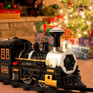 Lucky Doug Electric Train Set for Kids, Train Toys with Sounds Include 4 Cars and 10 Tracks, Classic Toy Train Set for 3 4 5 6 Years Old Boys Girls