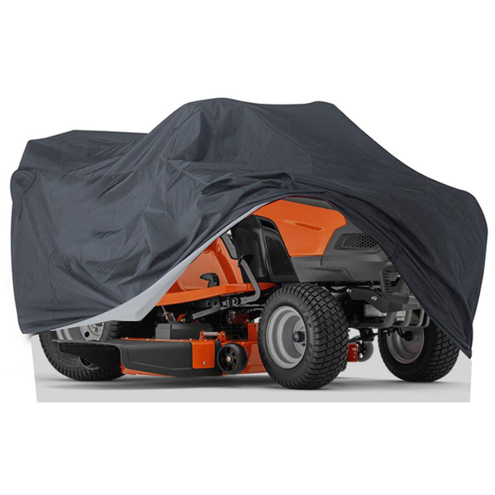 ConPus lawn mower cover, Riding Lawn Mower Cover , Lawn Tractor Cover Outdoors Waterproof Heavy Duty Zero Turn Mower Cover Fits Decks up to 54 Inch Drawstring Windproof Buckle Storage Bag-72 x 54 x 46