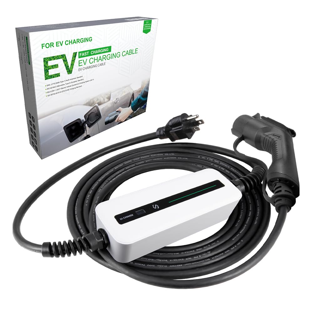 Morec 15A EV Charger Level 1-2 NEMA5-15P ev Charging Cable 100V-120V Portable EVSE SAE J1772 Plug Home Electric Vehicle Charging Station Compatible with All EV Cars 6m (20 feet)