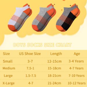 Comfoex Boys Socks 6 Pairs Ankle Athletic Sock Half Cushioned Low Cut Socks For Little Big Kids