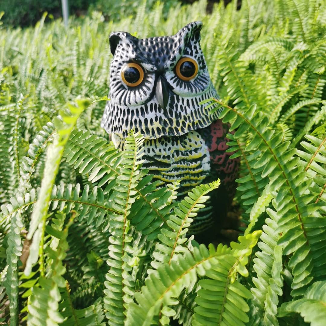 UOFEIVS Fake Owl Scarecrow Sculpture with 360° Rotating Head for Garden Yard Outdoor