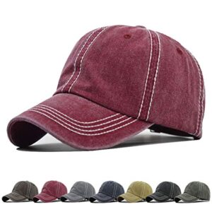 vintage unisex dad hats for daily adjustable top hats for women baseball caps for men baseball hats (red)¡­