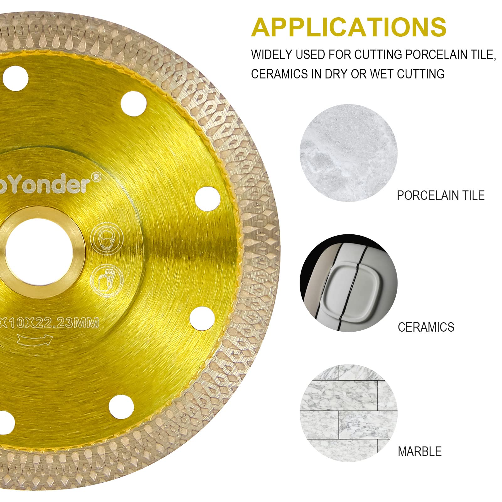 GoYonder 4 Inch Diamond Saw Blade,Super Thin Diamond Saw Blade for Cutting Ceramic Porcelain Tile Granite Marble Suitable for Angle Grinders with 7/8" or 5/8" Arbor 3 PCS