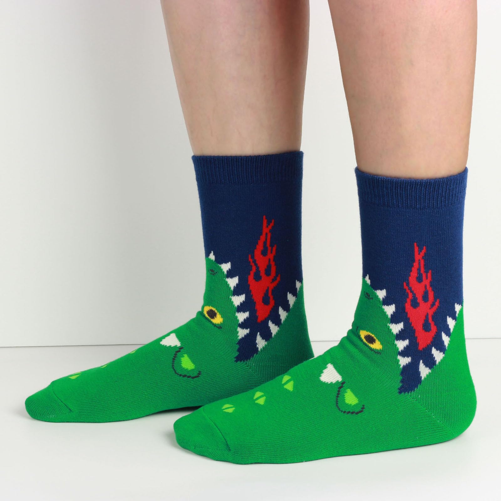 COTTON DAY Kids Boys Fun Novelty Socks Colorful Pattern Design 8-10 Years Shark Stripes Size L (10)