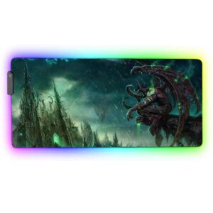 rgb professional gaming mouse pad for illidan stormrage,mousepad with 12 lighting modes & anti-skid rubber base,large laptop desk pad,computer keyboard and mouse combo pads mouse mat 35.4x15.7 inch