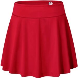 BLEVONH Skorts Skirts for Women Drawstring Waist Pleated Skirt Ladies Loose Fit Tennis Skort with Liner Womens Shorts for Summer Red L