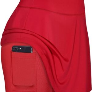 BLEVONH Skorts Skirts for Women Drawstring Waist Pleated Skirt Ladies Loose Fit Tennis Skort with Liner Womens Shorts for Summer Red L