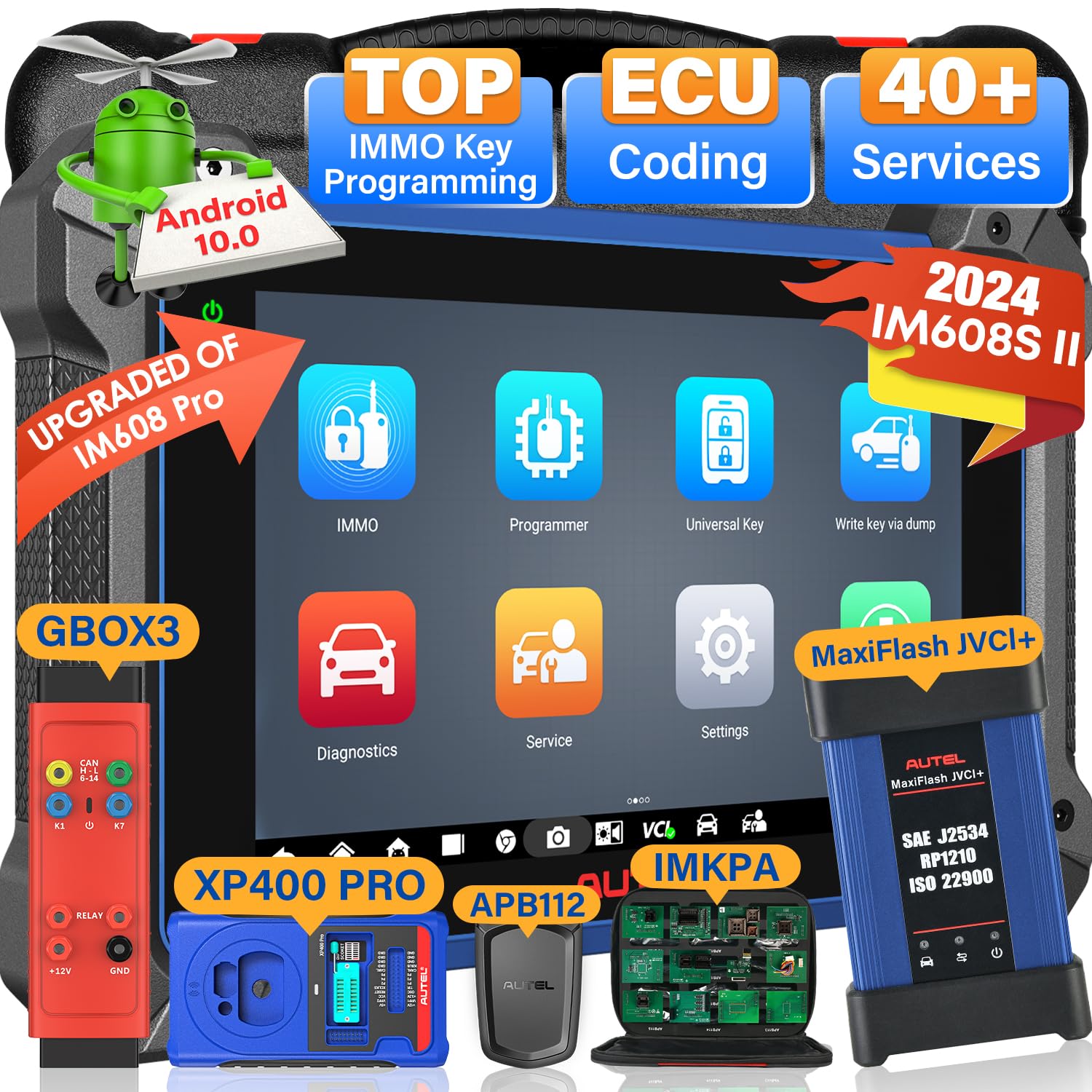 Autel MaxiIM IM608S II: 2024 Same as IM608 PRO II Top IMMO Key FOB Programming Tool, XP400 PRO GBOX3 APB112 IMKPA [Valued $1316], OE ECU Coding, 40+ Service, 3K+ Bidirectional, Up of IM608 PRO/ IM508S