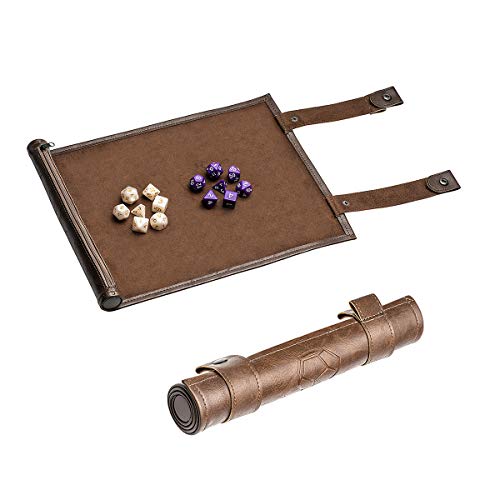 Dice Mat Dice Tray Dice Set for DND Dice, Scroll Dice Tray and Rolling Mat with Zipper Holder Works with DND D&D Dungeons & Dragons Game by PUBGAMER