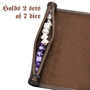 Dice Mat Dice Tray Dice Set for DND Dice, Scroll Dice Tray and Rolling Mat with Zipper Holder Works with DND D&D Dungeons & Dragons Game by PUBGAMER