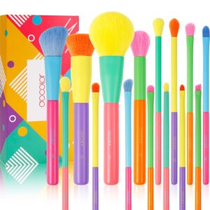 Docolor Makeup Brushes 15Pcs Colourful Makeup Brush Set Premium Gift Synthetic Face Powder Kabuki Foundation Contour Blush Concealers Eye Shadow Blending Make Up Brush Kit - Dream of Color