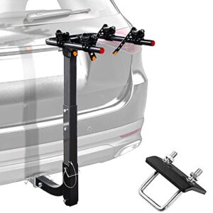 gude 2 bike rack hitch mount rack, heavy duty alloy steel bicycle carrier with 2'' hitch receiver, double folding arms bicycle rack for car suv truck