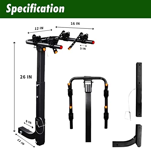 GUDE 2 Bike Rack Hitch Mount Rack, Heavy Duty Alloy Steel Bicycle Carrier with 2'' Hitch Receiver, Double Folding Arms Bicycle Rack for Car SUV Truck